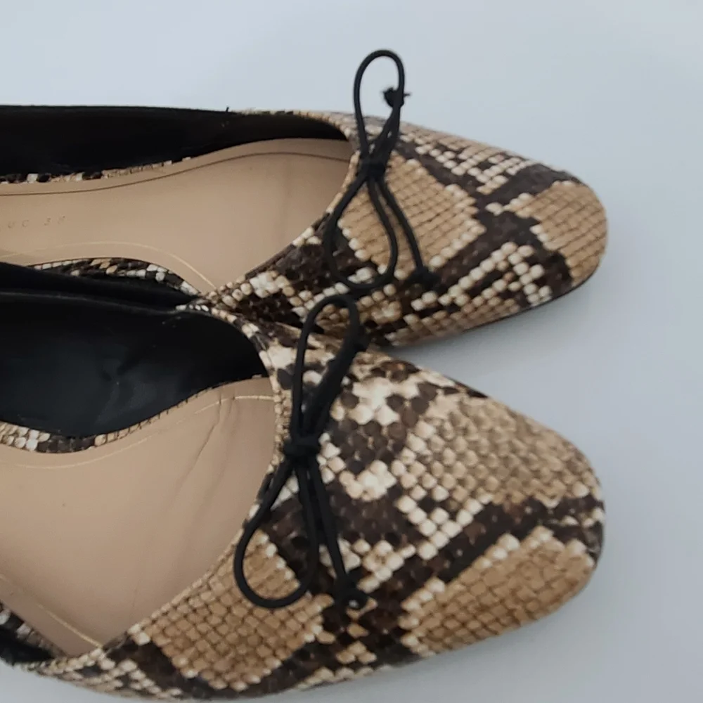 Zara Trafaluc Snakeskin Faux Suede Bow Flats - Picture 5 of 11